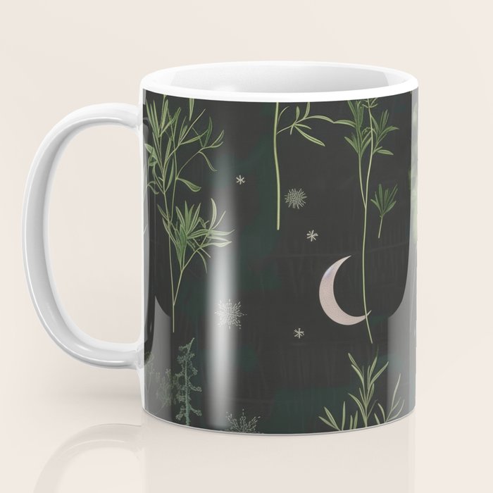Full Moon Forest - Dreaming Crescent Moon Botanical  Coffee Mug Gallery Image 3
