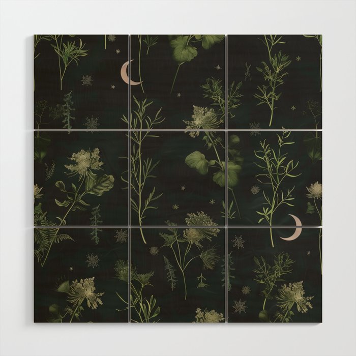 Full Moon Forest - Dreaming Crescent Moon Botanical  Wood Wall Art Gallery Image 1