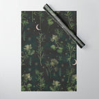 Full Moon Forest - Dreaming Crescent Moon Botanical  Wrapping Paper Gallery Image 1