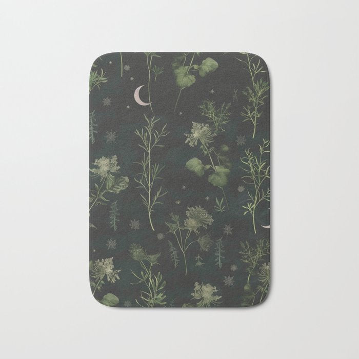 Full Moon Forest - Dreaming Crescent Moon Botanical  Bath Mat Gallery Image 1