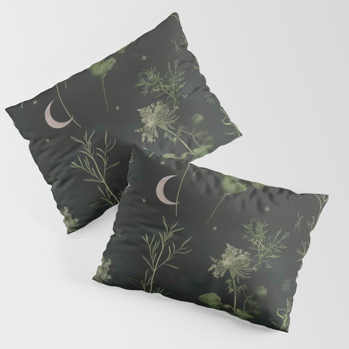 Full Moon Forest - Dreaming Crescent Moon Botanical  Pillow Sham Gallery Image 3