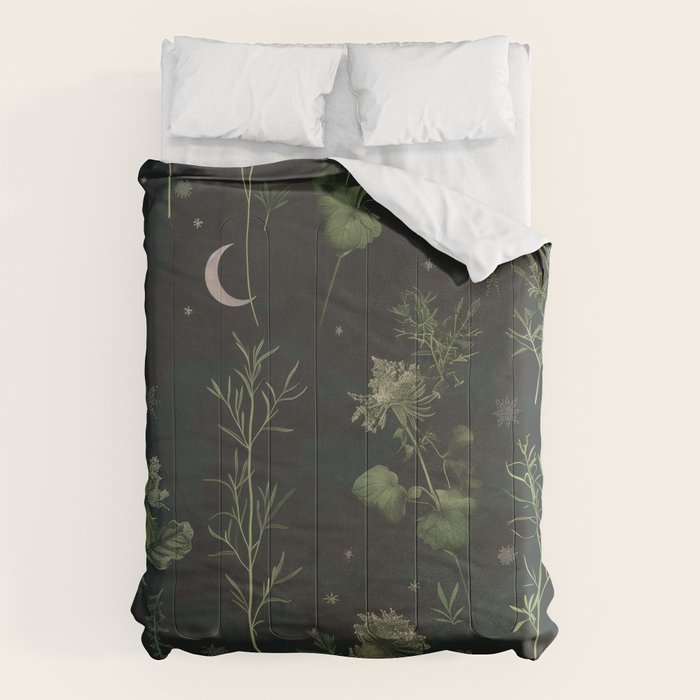 Full Moon Forest - Dreaming Crescent Moon Botanical  Comforter Gallery Image 6
