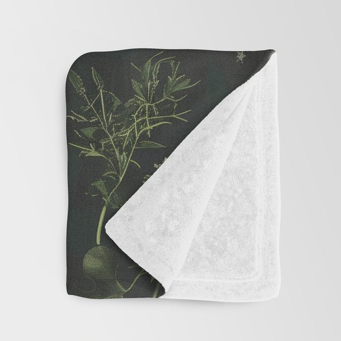 Full Moon Forest - Dreaming Crescent Moon Botanical  Throw Blanket Gallery Image 3