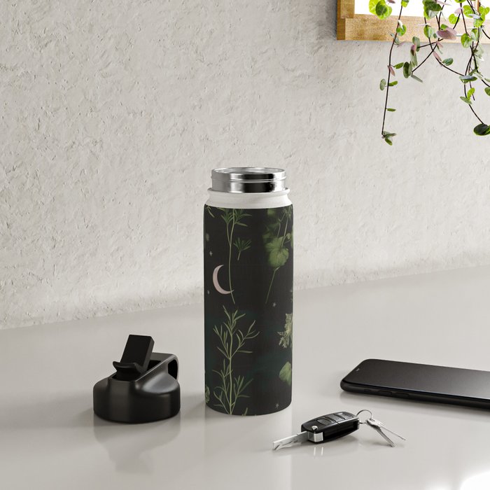Full Moon Forest - Dreaming Crescent Moon Botanical  Water Bottle Gallery Image 4