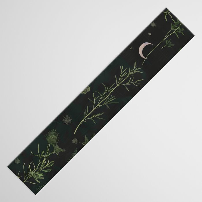 Full Moon Forest - Dreaming Crescent Moon Botanical  Table Runner Gallery Image 3