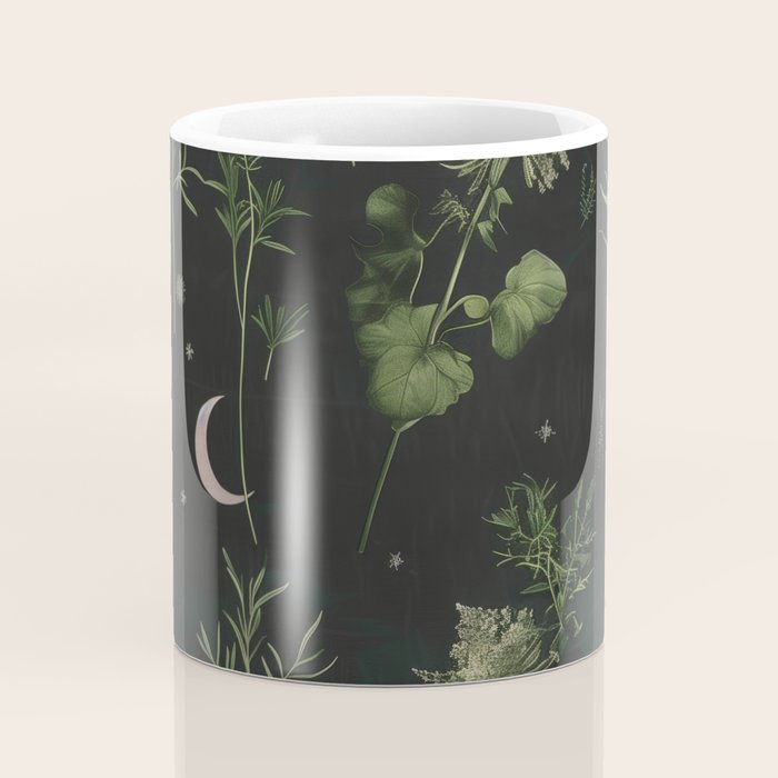 Full Moon Forest - Dreaming Crescent Moon Botanical  Coffee Mug Gallery Image 4