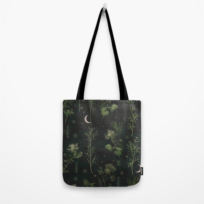 Full Moon Forest - Dreaming Crescent Moon Botanical  Tote Bag Gallery Image 2