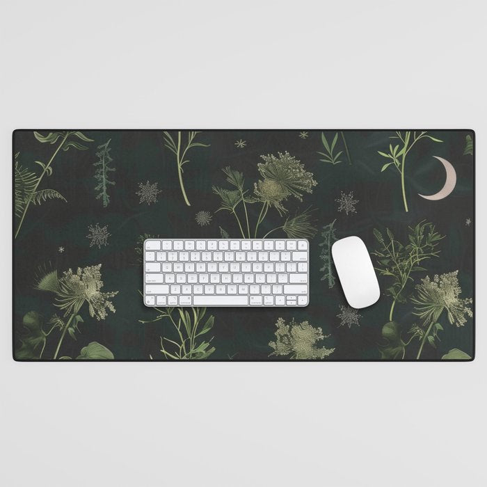 Full Moon Forest - Dreaming Crescent Moon Botanical  Desk Mat Gallery Image 1