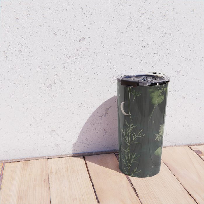 Full Moon Forest - Dreaming Crescent Moon Botanical  Travel Mug Gallery Image 4
