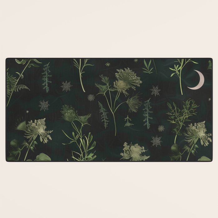 Full Moon Forest - Dreaming Crescent Moon Botanical  Desk Mat Gallery Image 3