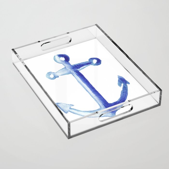 Watercolor Anchor Acrylic Tray Gallery Image 1
