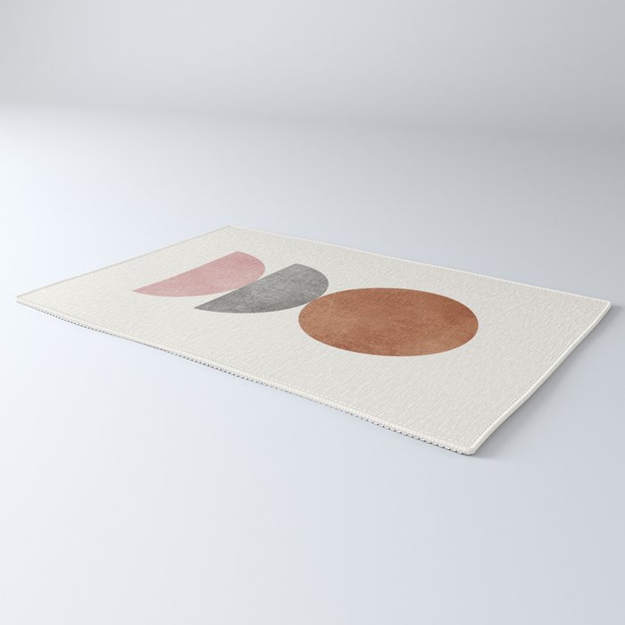 Woodblock Pink Brown Mid century modern Rug Gallery Image 3