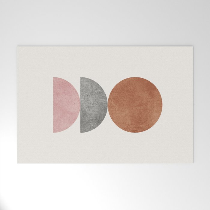 Woodblock Pink Brown Mid century modern Welcome Mat Gallery Image 1