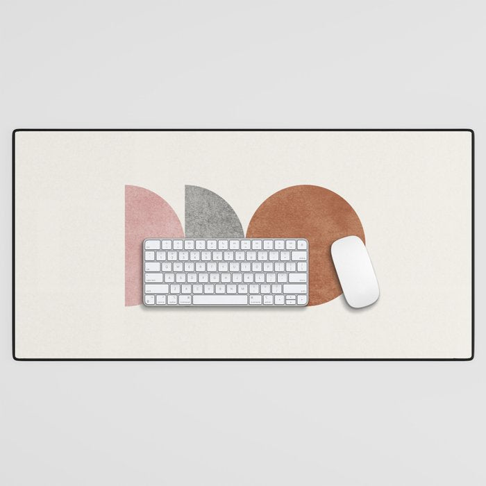 Woodblock Pink Brown Mid century modern Desk Mat Gallery Image 1