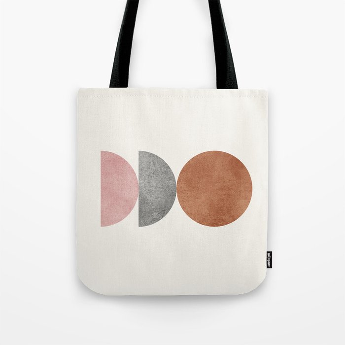 Woodblock Pink Brown Mid century modern Tote Bag Gallery Image 1
