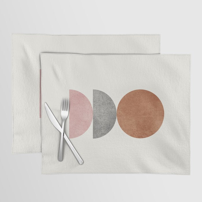 Woodblock Pink Brown Mid century modern Placemat Gallery Image 1