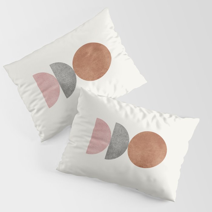 Woodblock Pink Brown Mid century modern Pillow Sham Gallery Image 1