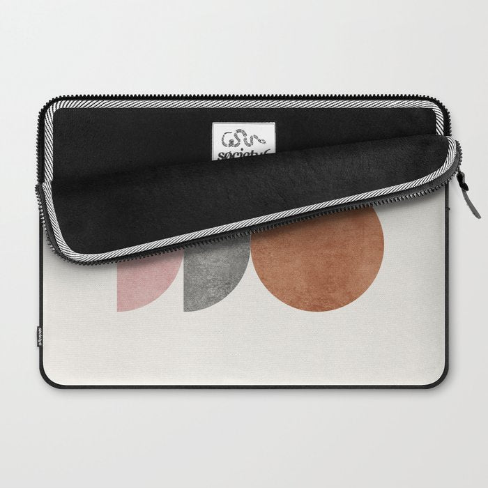 Woodblock Pink Brown Mid century modern Laptop Sleeve Gallery Image 2
