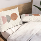 Woodblock Pink Brown Mid century modern Pillow Sham Gallery Image 2