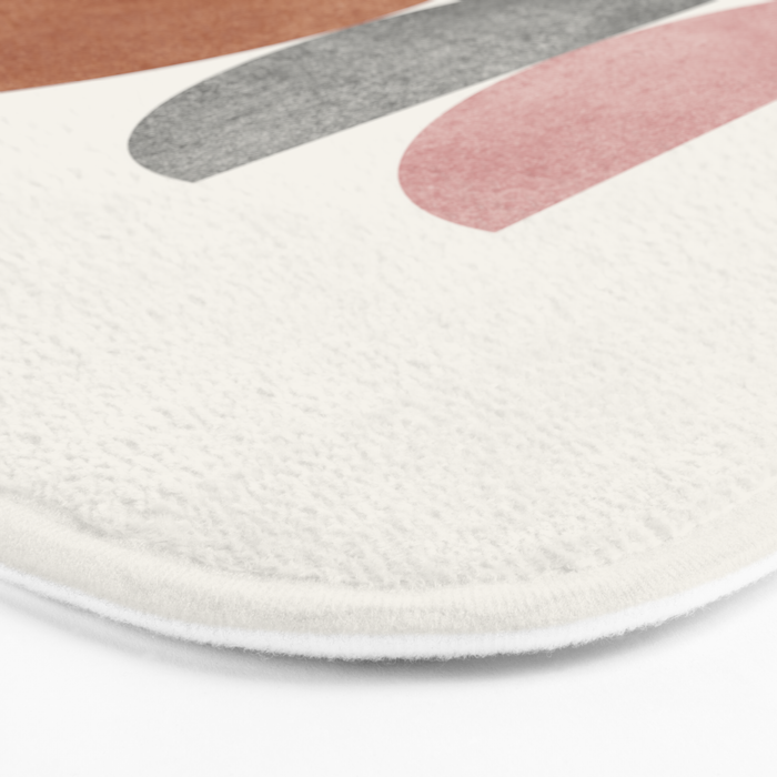 Woodblock Pink Brown Mid century modern Bath Mat Gallery Image 3