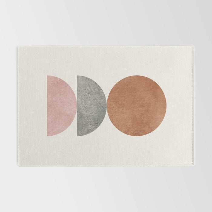 Woodblock Pink Brown Mid century modern Rug Gallery Image 2