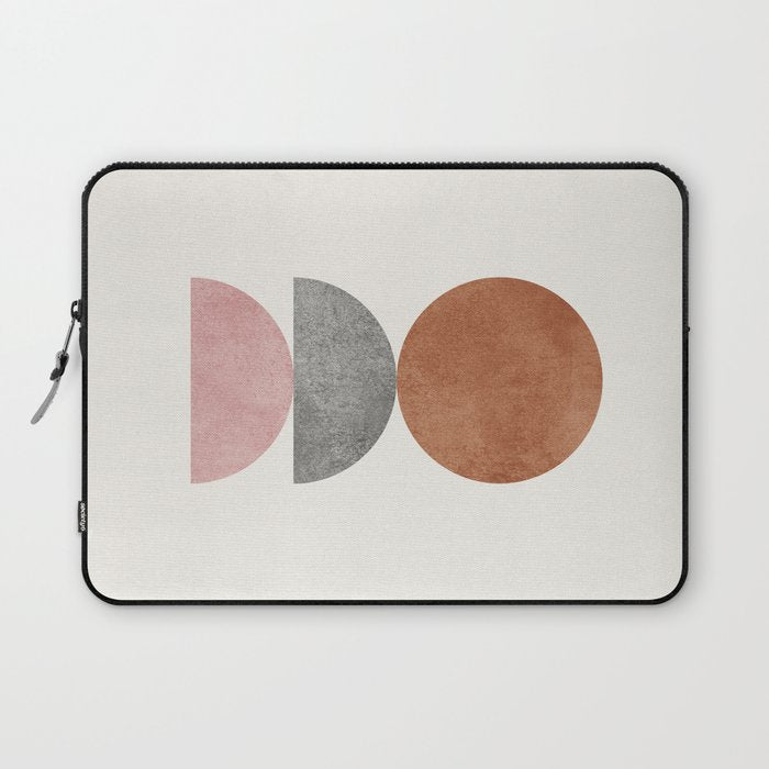 Woodblock Pink Brown Mid century modern Laptop Sleeve Gallery Image 1