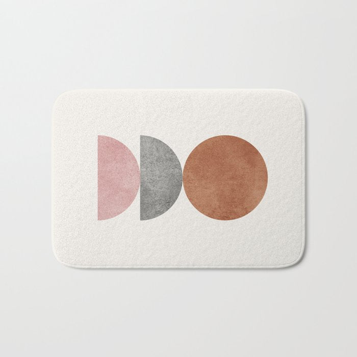 Woodblock Pink Brown Mid century modern Bath Mat Gallery Image 1