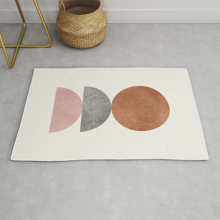 Woodblock Pink Brown Mid century modern Rug Gallery Image 1