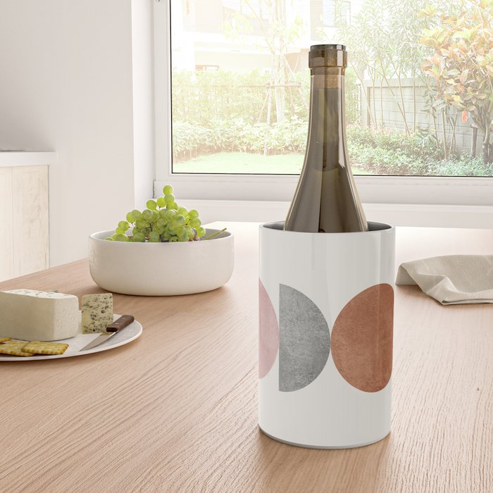 Woodblock Pink Brown Mid century modern Wine Chiller Gallery Image 4