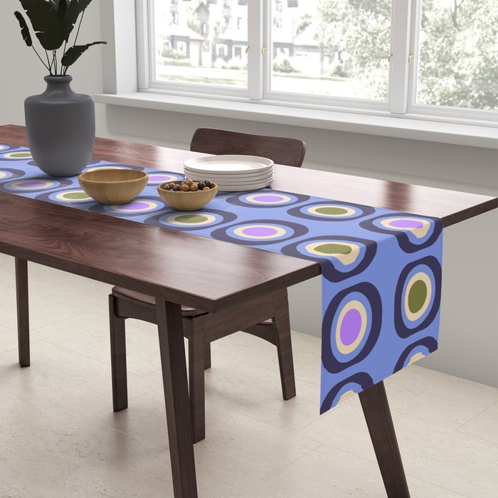 Mid-century Modern Pattern - Blue Table Runner Gallery Image 2