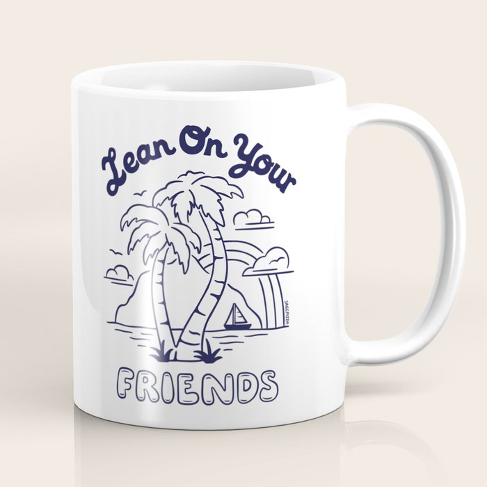 LEAN ON YOUR FRIENDS (NAVY/WHITE) Coffee Mug Gallery Image 1