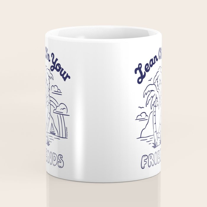 LEAN ON YOUR FRIENDS (NAVY/WHITE) Coffee Mug Gallery Image 4