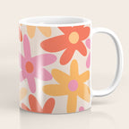 Daisy Time Retro Floral Pattern Pink Orange Coffee Mug Gallery Image 1