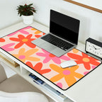 Daisy Time Retro Floral Pattern Pink Orange Desk Mat Gallery Image 2