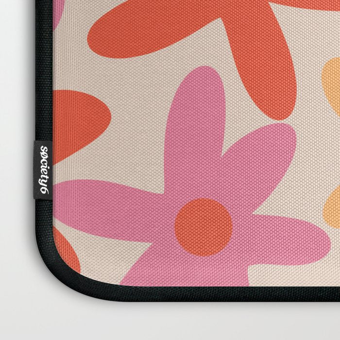 Daisy Time Retro Floral Pattern Pink Orange Laptop Sleeve Gallery Image 3