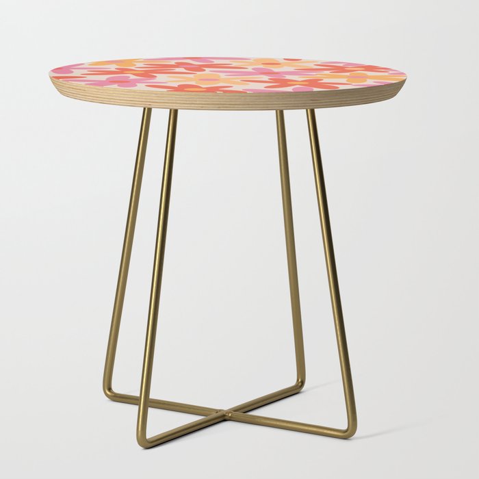 Daisy Time Retro Floral Pattern Pink Orange Side Table Gallery Image 1