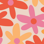 Daisy Time Retro Floral Pattern Pink Orange Coffee Mug Gallery Image 2