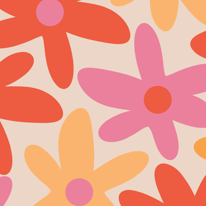 Daisy Time Retro Floral Pattern Pink Orange Coffee Mug Gallery Image 2