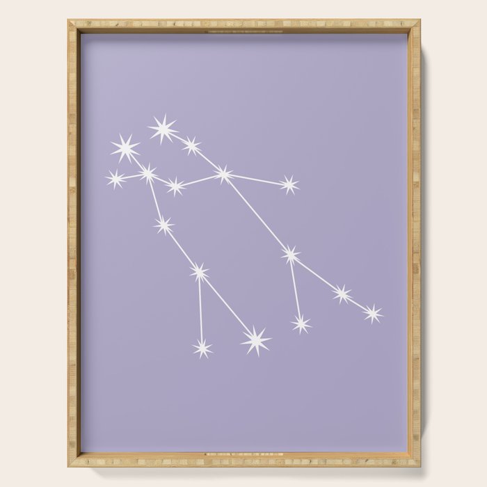 Gemini Zodiac Star Constellation Line Art Pastel Lavender Serving Tray Gallery Image 1