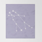 Gemini Zodiac Star Constellation Line Art Pastel Lavender Throw Blanket Gallery Image 2