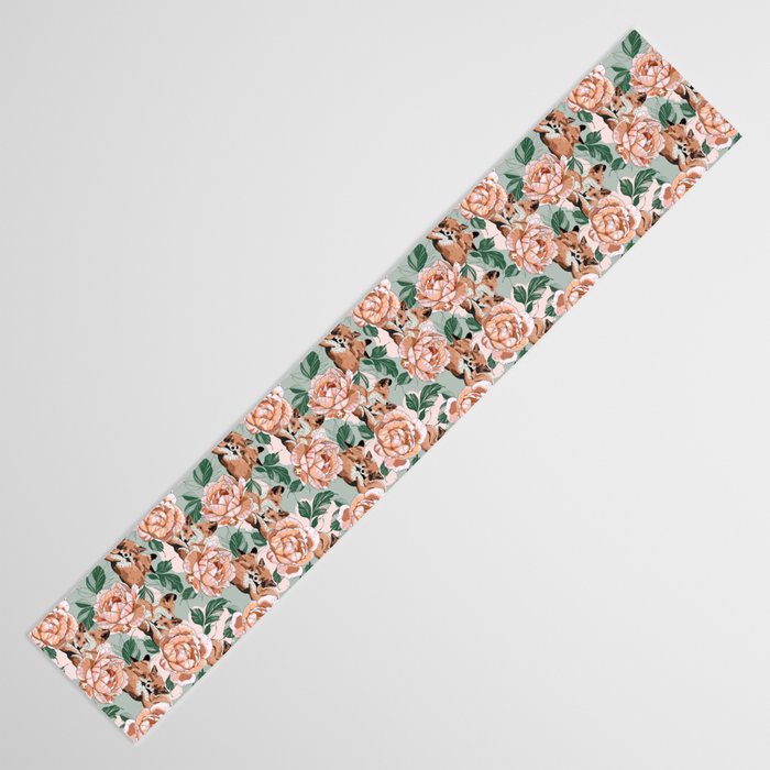 Red foxes in the rose bushes 24 Table Runner Gallery Image 3