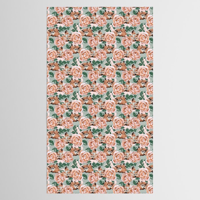 Red foxes in the rose bushes 24 Tablecloth Gallery Image 2