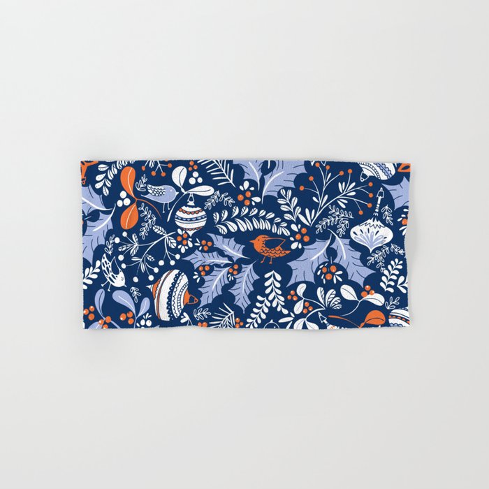 Wonderful ditsy holiday joy blue Bath Towel Gallery Image 1