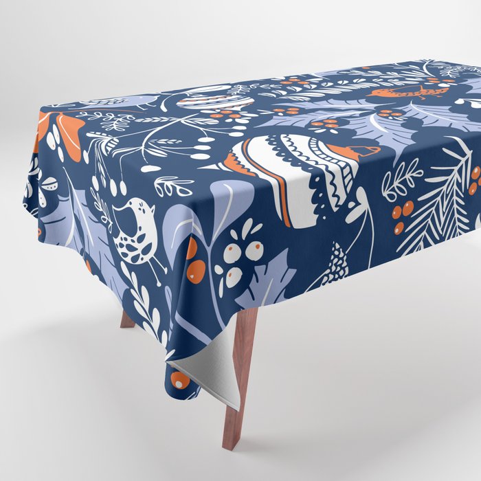 Wonderful ditsy holiday joy blue Tablecloth Gallery Image 1