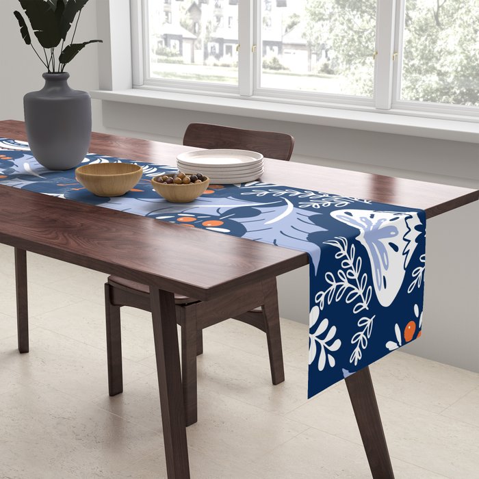 Wonderful ditsy holiday joy blue Table Runner Gallery Image 2