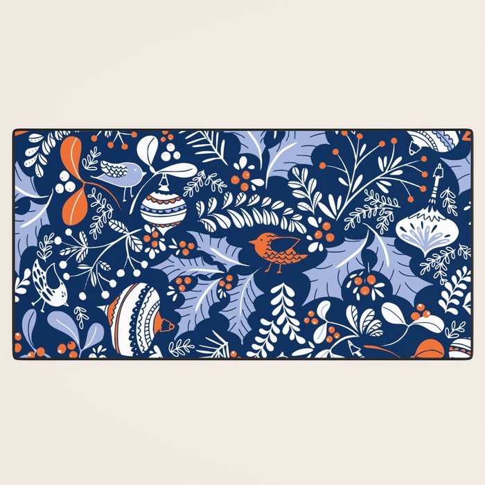 Wonderful ditsy holiday joy blue Desk Mat Gallery Image 3