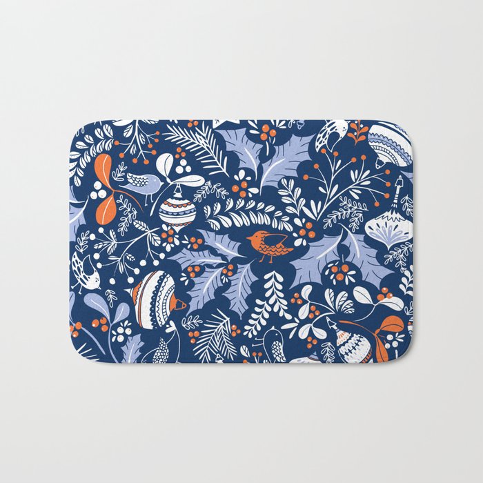 Wonderful ditsy holiday joy blue Bath Mat Gallery Image 1