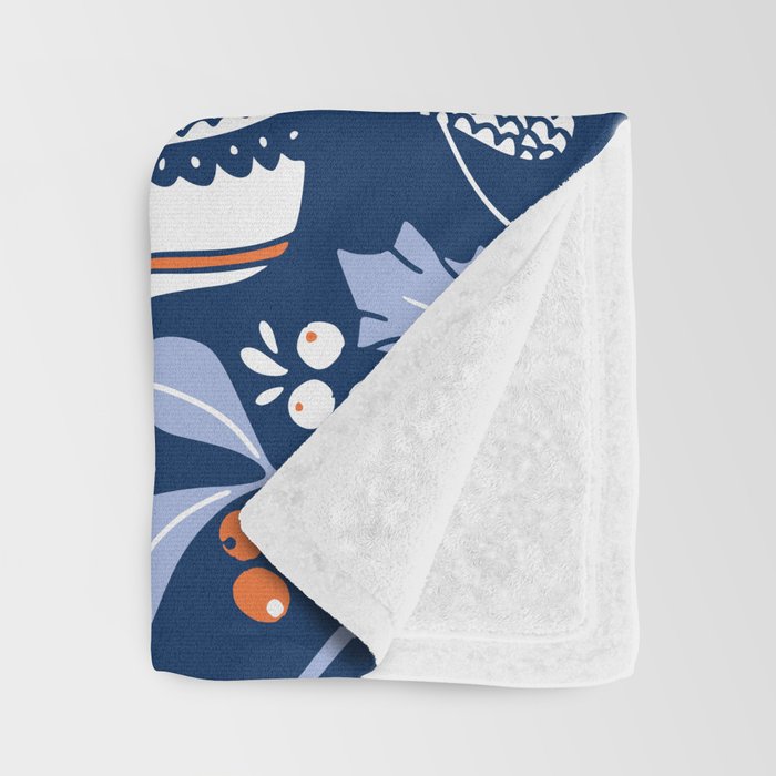 Wonderful ditsy holiday joy blue Throw Blanket Gallery Image 3