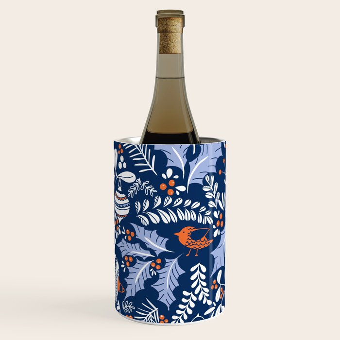 Wonderful ditsy holiday joy blue Wine Chiller Gallery Image 1