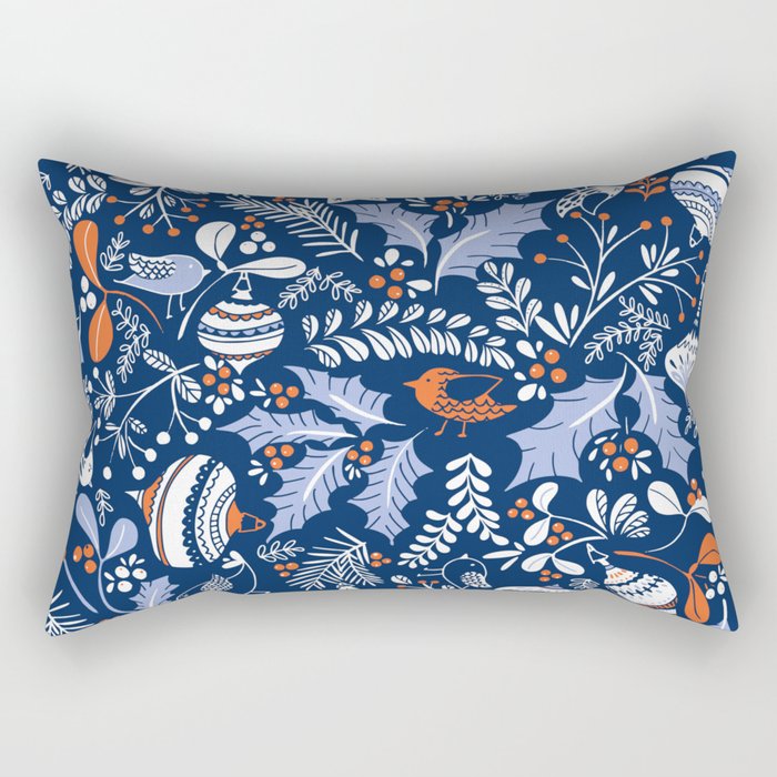 Wonderful ditsy holiday joy blue Rectangular Pillow Gallery Image 2